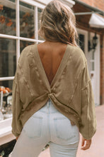 Load image into Gallery viewer, Oversized Sweatshirt | Khaki Exposed Seam Twist Open Back
