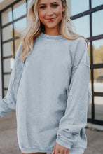 Load image into Gallery viewer, Grey Oversized Sweatshirt | Ribbed Corded Oversized Top
