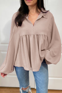 Texture Collared Neck Blouse