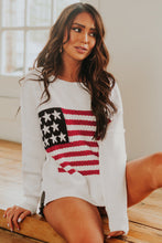 Load image into Gallery viewer, American Flag Sweater | Cable Knit Drop Shoulder Sweater
