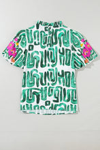 Load image into Gallery viewer, Puff Sleeve Top | Blackish Green Embroidered Frilled Printed Top
