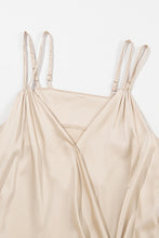 Load image into Gallery viewer, Satin Cami Top | Apricot Wrap V Neck Ruched Blouse
