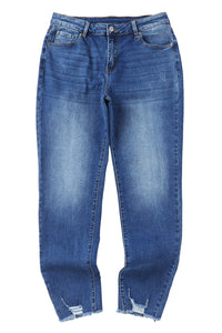 Blue Raw Hem Ankle-length Skinny Jeans | Bottoms/Jeans