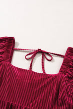 Load image into Gallery viewer, Babydoll Dress | Red Tie Back Square Neck Velvet Dress

