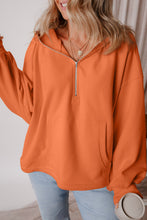 Load image into Gallery viewer, Orange Fleece Lined Half Zipper Hoodie
