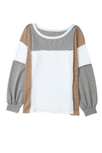 Load image into Gallery viewer, Medium Grey Exposed Seam Color Block Patchwork Top
