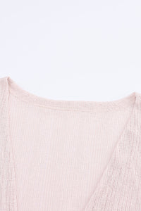 Pink Sheer Lightweight Knit Long Sleeve Cardigan