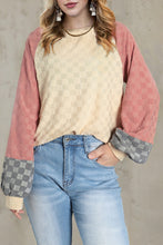 Load image into Gallery viewer, Parchment Colorblock Raglan Sleeve Textured Knit Top | Tops/Long Sleeve Tops
