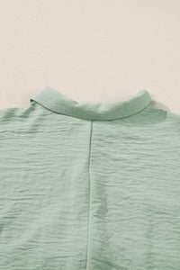 Loose Romper | Spinach Green Half Button Collared