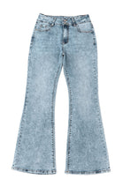 Load image into Gallery viewer, Sky Blue Subtle Ripped Detail Flare Bottom Jeans | Bottoms/Jeans
