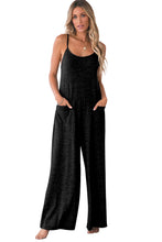 Load image into Gallery viewer, Jumpsuit | Black Patch Pockets Spaghetti Strap Wide Leg
