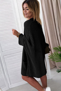 Sweater Cardigan | Black Oversized Fold Over Sleeve