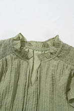 Load image into Gallery viewer, Flutter Sleeve Blouse | Mist Green V Neck Textured Top
