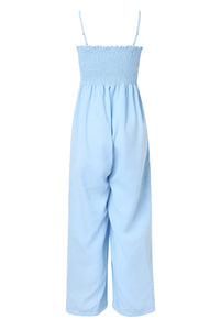 Womens Jumpsuit | Smocked Spaghetti Strap Wide Leg Jumpsuit | jumpsuit