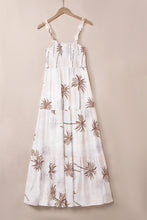 Load image into Gallery viewer, White Tropical Print Smocked Ruffled Straps Maxi Dress
