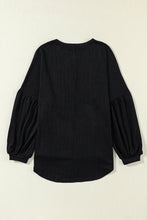 Load image into Gallery viewer, Black Faux Knit Jacquard Puffy Long Sleeve Top
