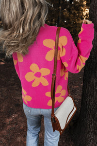 Flower Sweater | Round Neck Long Sleeve Sweater