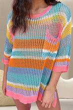 Load image into Gallery viewer, Knit Cover Up Top | Openwork Dropped Shoulder Top
