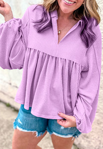 Texture Collared Neck Blouse