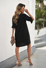 Load image into Gallery viewer, Black Ruffled Sleeve Shift Dress | Dresses/Mini Dresses
