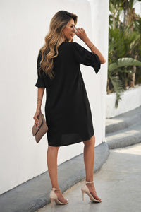 Black Ruffled Sleeve Shift Dress | Dresses/Mini Dresses