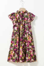 Load image into Gallery viewer, Mini Dress | Ruffled Printed Mock Neck Cap Sleeve Dress
