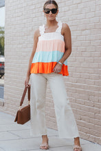 Load image into Gallery viewer, Tank Top | White Frill Straps Color Block Tiered Blouse
