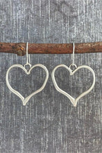 Load image into Gallery viewer, Silver Heart Earrings | Silvery Hook Drop Earrings
