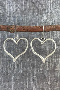 Silver Heart Earrings | Silvery Hook Drop Earrings