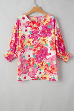 Load image into Gallery viewer, Floral Blouse | Printed Round Neck Half Sleeve Top
