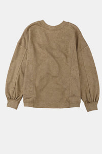 Oversized Sweatshirt | Khaki Exposed Seam Twist Open Back