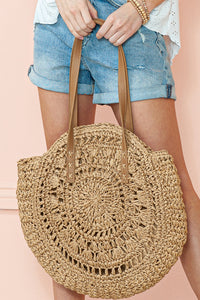 Camel Bohemian Straw Woven Round One Shoulder Bag | Shoes & Bags/Shoulder Bags