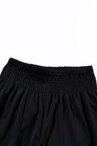 Black Smocked High Waist Joggers | Bottoms/Pants & Culotte