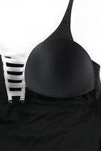 Load image into Gallery viewer, Black Strappy V Neck Side Split One-piece Swimdress | Swimwear/Swim Dresses
