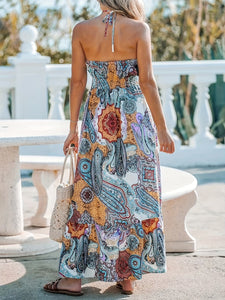 Maxi Dress | Printed Halter Neck Dress