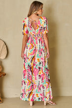 Load image into Gallery viewer, Pink Boho Tie-dye Print V Neck Maxi Dress | Dresses/Maxi Dresses
