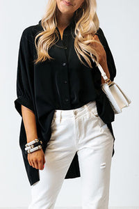 Black 3/4 Puff Sleeve Oversize Shirt | Tops/Blouses & Shirts