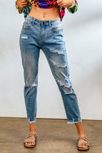 Load image into Gallery viewer, Light Blue Distressed Boyfriend Denim Pants
