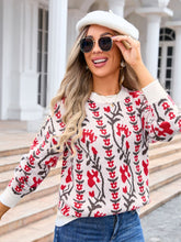 Load image into Gallery viewer, Flower Design Long Sleeve Sweater
