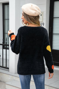 Heart Pattern Long Sleeve Sweater