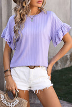 Load image into Gallery viewer, Ruffle Sleeve Top | Orchid Petal Ruffle Sleeve Textured Blouse
