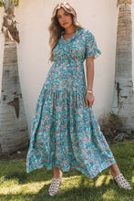 Load image into Gallery viewer, Sky Blue Paisley Print Boho Holiday Ruffle Tiered Maxi Dress | Dresses/Maxi Dresses
