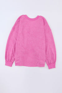 Oversized Sweatshirt | Rose Exposed Seam Twist Open Back