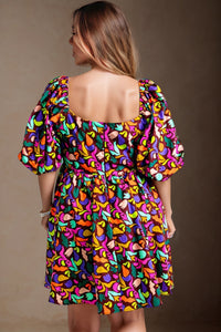 Womens Dress | Plus Size Printed Square Neck Half Sleeve Dress | Dresses/Mini Dresses