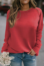 Load image into Gallery viewer, Fiery Red Solid Round Neck Raglan Sleeve Sweatshirt | Tops/Sweatshirts &amp; Hoodies
