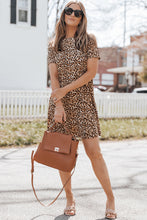 Load image into Gallery viewer, Leopard Print Short Sleeve A-line Mini Dress
