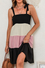 Load image into Gallery viewer, Mini Dress | Black Multicolor Smocked Color Block Sleeveless
