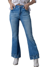 Load image into Gallery viewer, Sky Blue Slight Distressed Medium Wash Flare Jeans | Bottoms/Jeans
