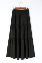 Load image into Gallery viewer, Black Frill Tiered Drawstring Waist Maxi Skirt | Bottoms/Skirts &amp; Petticoat
