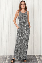 Load image into Gallery viewer, Gray Leopard Print Pocketed Sleeveless Maxi Dress
